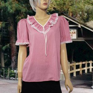 Pink Polkadot Squaredance Country Vintage Prairie